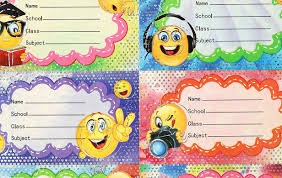 تكت مدرسة طوابع اسماء 8 قطع فى التكت