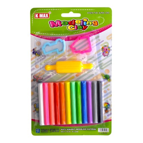 صلصال 12 لون +2 لعبة + نشابه