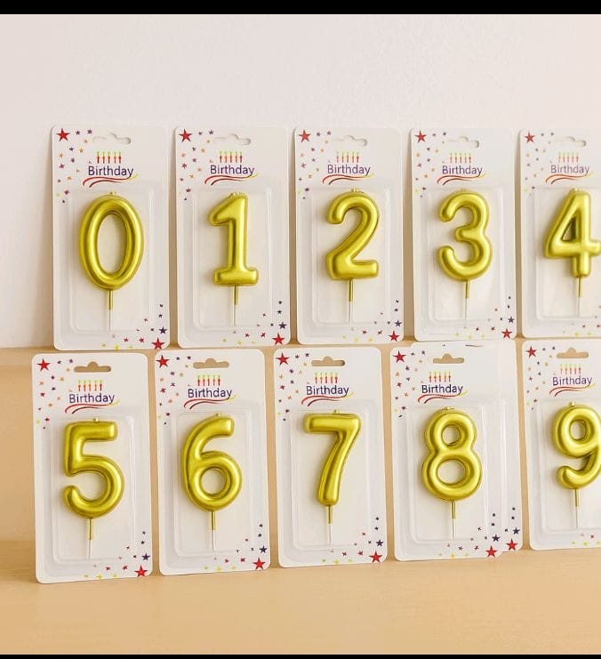 شمع عيد ميلاد ارقام ذهبى