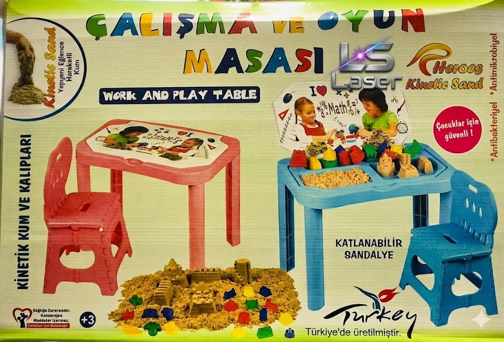 تربيزة اطفال + كرسى + 1 ك صلصال رملى
